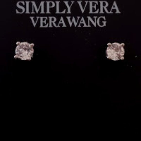 Vera Wang Jewelry - VERA WANG Mod/Contemporary Silver Clear CZ Stone Square Post Stud Earrings**NEW!